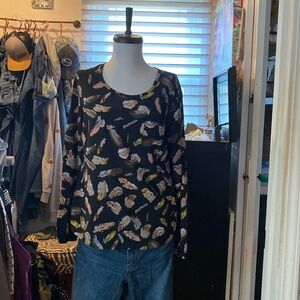 Feather print blouse